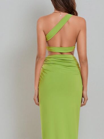 Sexy Cutout Maxi Dress, Ruched Backless, Vacation Outfits for Women, Bodycon Cocktail Miami Cut Out Open Back in Kuwait