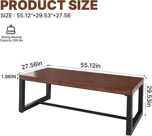 Modern Gaming Workbench Solid Wood Computer Desk Study Office Desk 55" Writing Desk, Modern Simple Style PC Table, Black Metal Frame, Solid Wood Planks 55" D x 27" W x 29" H for Home Office in Saudi Arabia