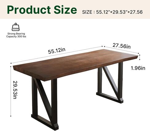 Modern Gaming Workbench Solid Wood Computer Desk Study Office Desk 55" Writing Desk, Modern Simple Style PC Table, Black Metal Frame, Solid Wood Planks 55" D x 27" W x 29" H for Home Office in Saudi Arabia