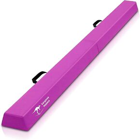 8FT Gymnastics Balance Beam for Kids - Folding Extra Firm Foam Floor Beam -Beginners and Professionals Home Training Equipment with Anti-Slip Base, Carrying Bag