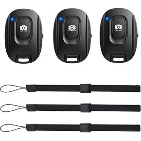 Wireless Camera Remote Shutter for Photos and Videos (2 Pack), Bluetooth Camera Remote Clicker Selfie Button Compatible with iPhone and Android Cell Phones Wrist Strap Included (Black-Black) in Kuwait
