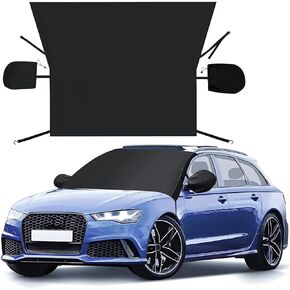 Car Windshield Cover for Ice and Snow, 82×61 Inch Larger Windshield and Rearview Mirror Winter Cover, Waterproof Oxford Sun Shade Defense Frost Sunlight, Universal for SUV, Truck, Sedan, Van