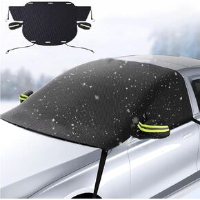 Smeyta غطاء ثلجي للسيارة للزجاج الأمامي، غطاء ثلجي للزجاج الأمامي، غطاء ثلجي مع نافذة جانبية وواقي مرآة الرؤية الخلفية، غطاء ثلج أكسفورد متين للسيارة المدمجة/سيارات الدفع الرباعي (59 بوصة × 44.8 بوصة) in Kuwait