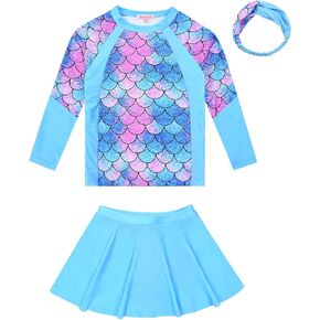 ملابس سباحة QPANCY للفتيات Rash Guard للأطفال بأكمام طويلة 3 قطع من ملابس السباحة للشاطئ in Kuwait