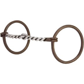 Weaver Leather Professional Ring Snaffle Bit, 5" Twisted Curved Mouth, Antiqued