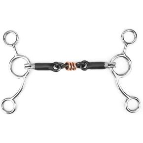 Black Horse Snaffle Stainless Low Leverage Steel Copper Roller Loose Mouth Snaffle Bit Copper Winding Stiff-Bit Copper Wire Wrapped Mouth
