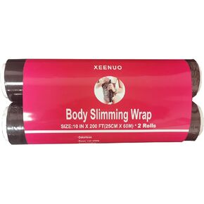 XEENUO 2 Rolls 200FT Magic Black Osmotic Plastic Body Wrap for Women-Body Slimming Wrap Film-Sauna Sweat Stomach Wrap