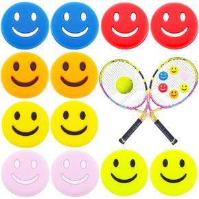 12 Pcs Tennis Racquet Dampeners, Cute Round Shape Rubber Tennis Racket Damper Shock Absorber, Tennis Vibration Dampener with 6 Colors