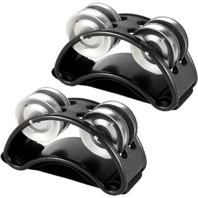 2pcs Foot Tambourine, Foot Shaker Percussion Pedal Drum with Steel Jingle Bells Musical Instrument Accessories for Concerts, Party Drum & Guitar Playing (Gold)