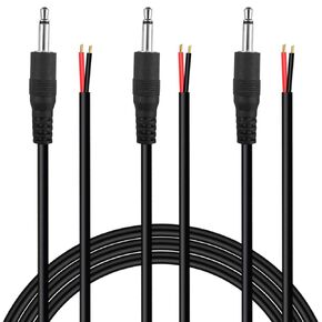 SIOCEN (3 Pack 6 ft Replacement 3.5mm Male Plug to Bare Wire Open End TS 2 Pole Mono 1/8" 3.5mm Plug Jack Connector Audio Cable Repair