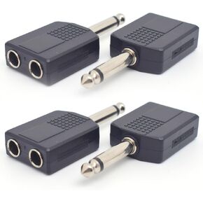 4PCS 6.35mm Headphone Jack Splitter,Mono Plug Male to Dual 6.35mm Jack Female Splitter Adapter,Headphone Splitter Stereo Jack Y Cable for Audio Devices