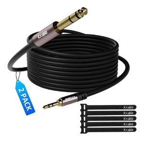 3.5mm to 6.35mm Stereo Audio Cable 150 Feet, 1/4 to 1/8 inch Headphone Cable Jack, Hi-Fi Sound, Gold Plated Connectors, OFC Core, Black Cable (with 5 pcs Cable Ties)