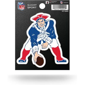 Rico Industries NFL Football New England Patriots 3.75" x 4.75" Die Cut Team Logo Short Sport Decal, White
