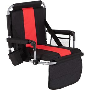 GREEN PARTY Stadium Seat for Bleachers Portable Outdoor Floor Folding Stadium Chair with Armrest, Back Support, Cup Holder, Mesh Bag and Hide Hooks