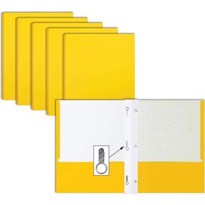 Better Office Products Yellow Paper 2 Pocket Folders with Prongs, 50 Pack, Matte Texture, Letter Size Paper Folders, 50 Pack, with 3 Metal Prong Fastener Clips, Yellow