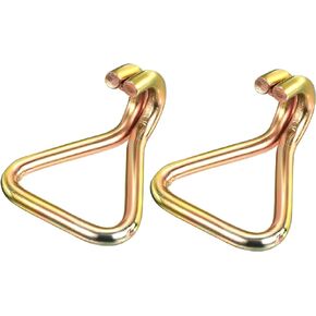 MECCANIXITY Ratchet Double J Strap Hook Load 11023 Lbs for 2" Tie Down Strap Webbing Car Truck Trailers Pack of 2
