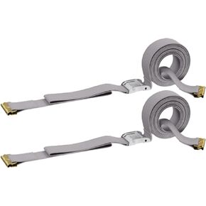 DC Cargo E-Track Cam Buckle Straps Cargo Tie-Downs, (Pack of 4) 2 x 16 Heavy Duty Grey Tie-Down Cam Buckle Straps, Strong Cam Buckle Strap, E-Track Spring Fittings, Tie Down Motorcycle