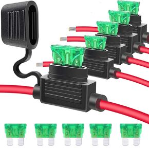 Tiooka Inline Fuse Holder 12 AWG 10 Pack Automotive Replacement Fuse Holder with 30A ATC/ATO Blade Fuse