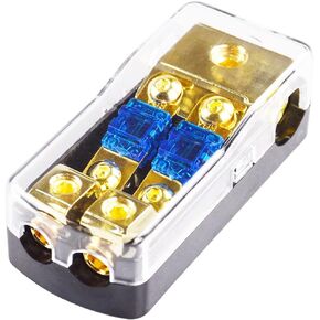 Mini-ANL Fuse Holder HiFi Auto Fuse Distribution Block 60 Amp 12 V Fusible Support 0 2 4 Gauge in 4/8 Gauge Out (2 Way)