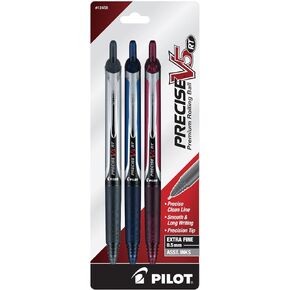 Pilot® Precise V5 RT Premium Rollerball Pens, Extra-Fine Point, 0.5 mm, Assorted Barrel Colors, Assorted Ink Colors, Pack Of 3 Pens