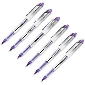 uni-ball Vision Elite Stick Roller Ball Pens, Bold Point, Purple Ink, 6 Pens
