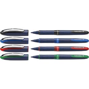 Schneider One Business Rollerball Pen, 0.6 mm Ultra-Smooth Tip, Blue Barrel, Black Ink, Box of 10 Pens (183001)