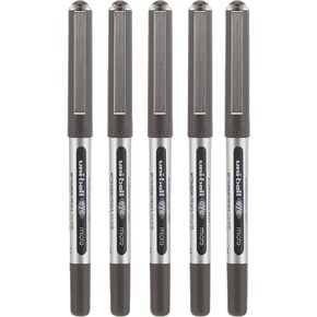 uni-ball Eye Micro UB-150 Rollerball Pens - Black, Pack of 5