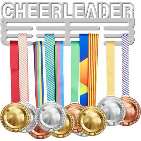 SUPERDANT Cheerleader Metal Medal Hooks Platinum ColorMedal Holder Display Hanger Rack Medals Wall Storage Award Holder for Wall Medal Hanger Rack Frame for Over 40 Medals