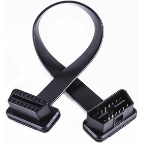 Low Profile OBD 2 OBD ii Male to Female Ribbon Extension Diagnostic Cable 16pins Connected Fully for Scan Tool Code Reader 1ft/30cm