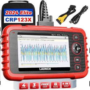 LAUNCH Obd2 Scanner CRP123X Elite Car Scanner، 2024 أداة مسح تشخيصية للتحديث المجاني عبر الإنترنت مدى الحياة مع SAS/إعادة ضبط الخانق، قارئ رمز محرك فحص ناقل الحركة ABS SRS، VIN التلقائي، اختبار البطارية...