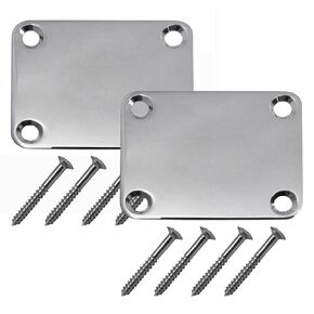 2Pcs Metal Guitar Neck Plates Rectangle Electric Guitar Bass Neck Mounting Plate 4 Holes with Screws Musical Instrument Replacement Accessories (Silver, 67 x 54mm)