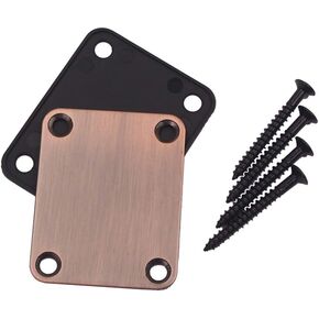 2pcs Electric Guitar Neck Plates with 4pcs Screws for Tele Guitar Replacement Parts Accessories (Brass)