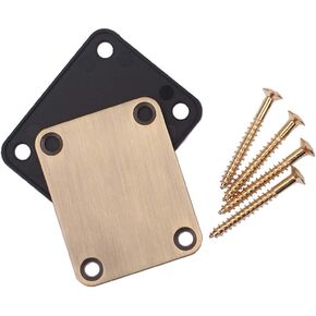 2pcs Electric Guitar Neck Plates with 4pcs Screws for Tele Guitar Replacement Parts Accessories (Brass)