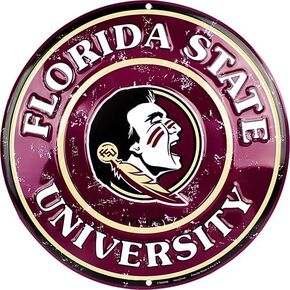 FSU Seminoles 12 Inch Embossed Metal Nostalgia Circular Sign