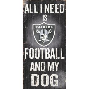 Fan Creations Oakland Raiders Wood Sign - Football and Dog 6"x12"