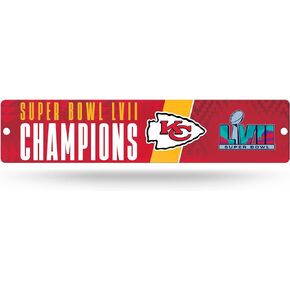Rico Industries NFL Kansas City Chiefs 2023 Super Bowl Champions Plastic Street Sign Plastic 4" x 16" Street Sign,White