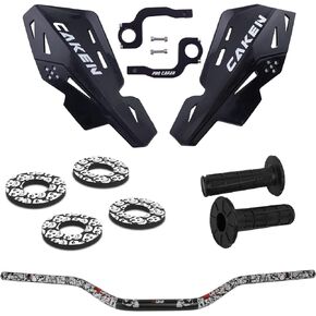 PRO CAKEN Universal 7/8" 22mm and 1 1/8" 28mm Handle Bar with Hand Guards CNC Bracket kit for Dirt Bike Motocross ATV Scooter for CRF KLX KX LTR TRX SX SXF EXC XCW Grizzly Hawk 250 Bicycles Black