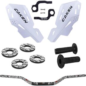 PRO CAKEN Universal 7/8 بوصة 22 مم و1 1/8 بوصة 28 مم مقود مع حراس اليد مجموعة دعامة CNC للدراجة الترابية موتوكروس ATV سكوتر لـ CRF KLX KX LTR TRX SX SXF EXC XCW Grizzly Hawk 250 دراجة سوداء