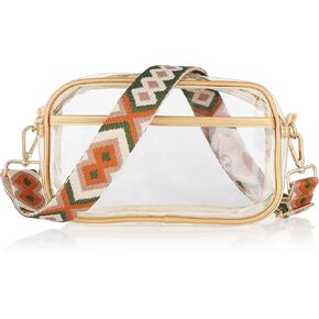 Clear Crossbody Purse Bag for Women Stadium Approved Bag with Guitar Strap for Concert Sports Events