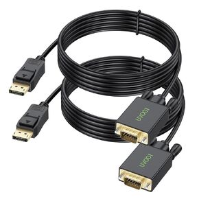 DisplayPort to VGA Cable 10 Feet 2-Pack, Gold Plated Display Port DP to VGA Monitor Cable Adapter 10ft Male to Male