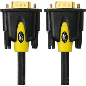 SHD VGA Cable 30Feet, VGA to VGA Monitor Cable HD15 SVGA for PC Laptop TV Projector Black and Yellow Color