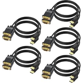 DisplayPort to VGA Cable 3 Ft, 2-Pack Display Port DP to VGA Adapter Cord Male to Male HD Video 1080P for Computer, Monitor, TV, Projectorr | Unibidirectional, Compatible with for Computer, Monitor, TV, Projector and More in Saudi Arabia