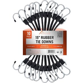 HOMESTEAD 15-inch Rubber Bungee Cords with Hooks, Premium EPDM Tie Down Strap for Outdoor - 10 Packs in Kuwait