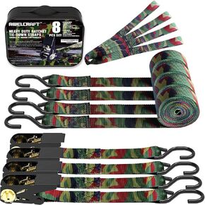 Ratchet Straps, 1500 lbs Breaking Strength - Premium 4X 15ft Tie Down Strap Set, 4X Soft Loops for Moving Appliances, Lawn Equipment, Motorcycle (Blue)