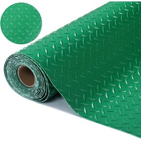 Heavy Duty Garage Floor Runner - Slip-Resistant Grip, Water & Stain Resistant PVC Mat for Garage, RV Trailer Flooring, Boats. 7.5 x 17 FT Diamond Plate in Black– Enhanced Protection