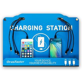 Orasfaster Wall Mounted Cell Phone Charging Station | Charge up to 8 Devices | Compatible with Apple iPhone, iPad, Tablets, Earphone & More| Great for Airport & Hotel & Shopping Malls