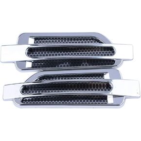 Car Fender Vent Hood, Chrome Silver Car Bonnet Air Intake Flow Grille Bonnet Vent Cover