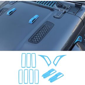 CheroCar for JL Exterior Accessories Hood Vents & Engine Hood Hinge & Side AC Vent Outlet Trim for 2018-2022 Jeep Wrangler JL JLU Sports Sahara Freedom Rubicon Unlimited Gladiator JT, Chrome