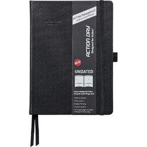 Action Day Undated Weekly, Monthly Planner, Designed to Get Things Done- To-Do List, Goal Setting & Action Plan - Perfect for Office, Home and School, Pocket (7x9, Black)