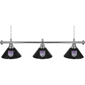 Trademark Global 3-Shade Hanging Lamp - Sacramento Kings Logo 60-Inch Light with Pull Chain - Bar, Garage or Man Cave Decor